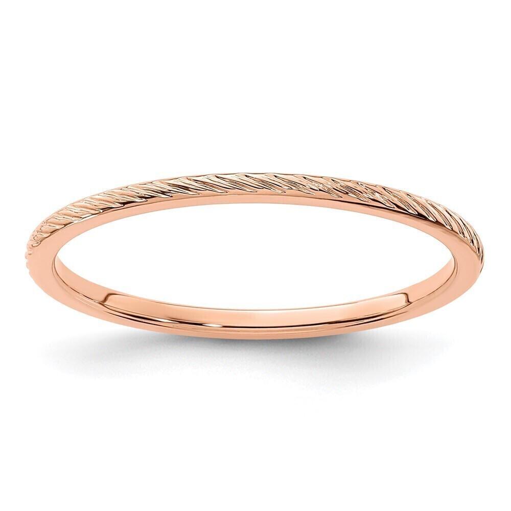 Kazi Luxury 14K Rose Gold 1.2mm Twisted Wire Pattern Stackable Band